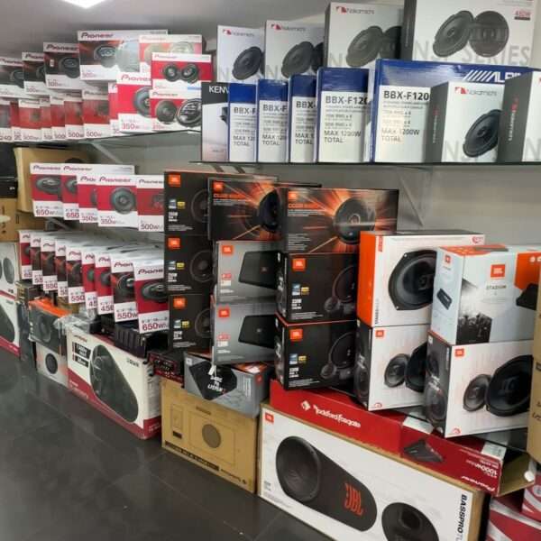 Car sound products and stock on display